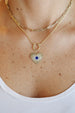 14K Gold Lapis Mother of Pearl Evil Eye Heart Charm