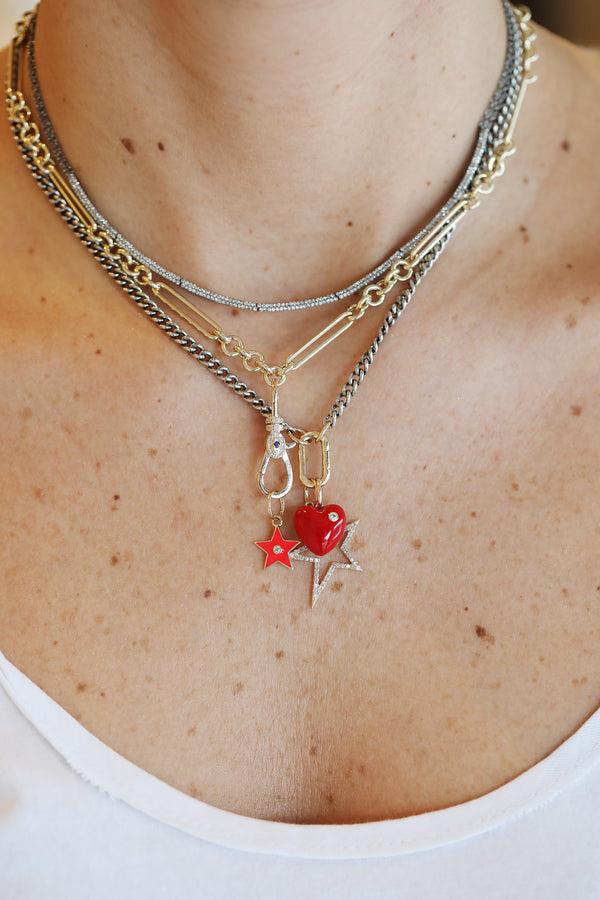 14K Gold Coral Enamel Star Charm