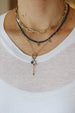 Sliced Diamond Blue Sapphire Charm Necklace
