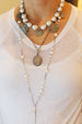 White Pearl with Vintage Afghan Coins Necklace