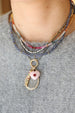 14K Gold Puffy Pink Opal Teardrop Heart Charm