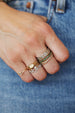 The Rima Serpent Ring: Diamond Silver Bands with 14K Gold Snake