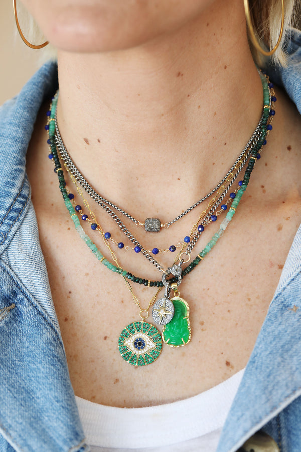 Large Green Crystal Evil Eye Necklace