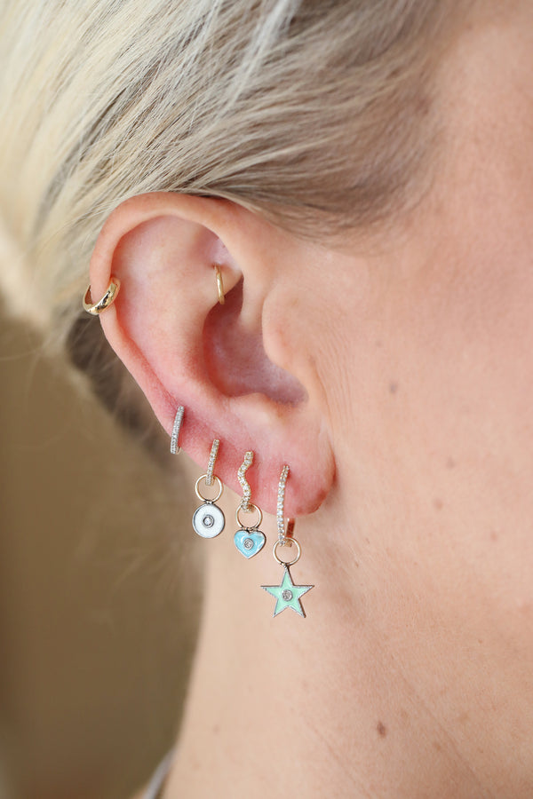 Silver Green Enamel Star Ear Charm