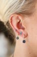 Silver Blue Sapphire Square Ear Charm