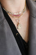 14K White Gold Pave Diamond Heart Lock Necklace