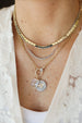 14K Gold Rectangle Clear Crystal Initial Charm