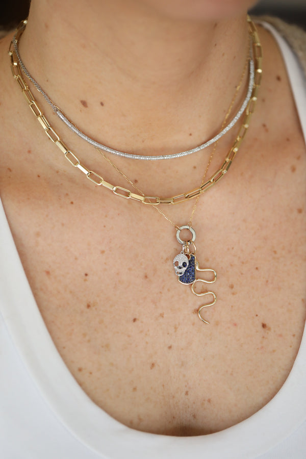 14K Gold Blue Sapphire Dog Tag Charm