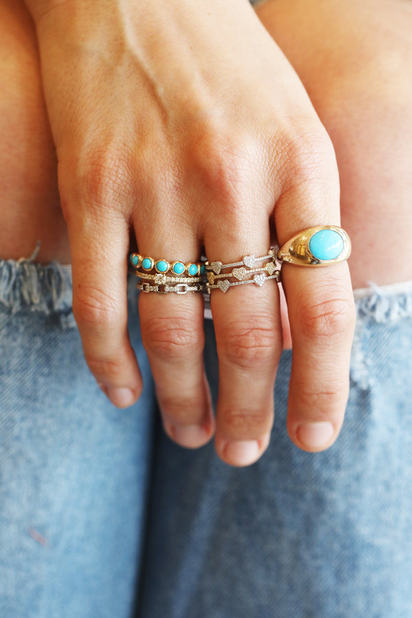 14K Gold Turquoise Dot Eternity Ring