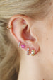 Mini Pink Enamel Crystal Silver Star Studs