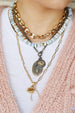 14K Gold Halo Virgin Mary Coin Pendant 