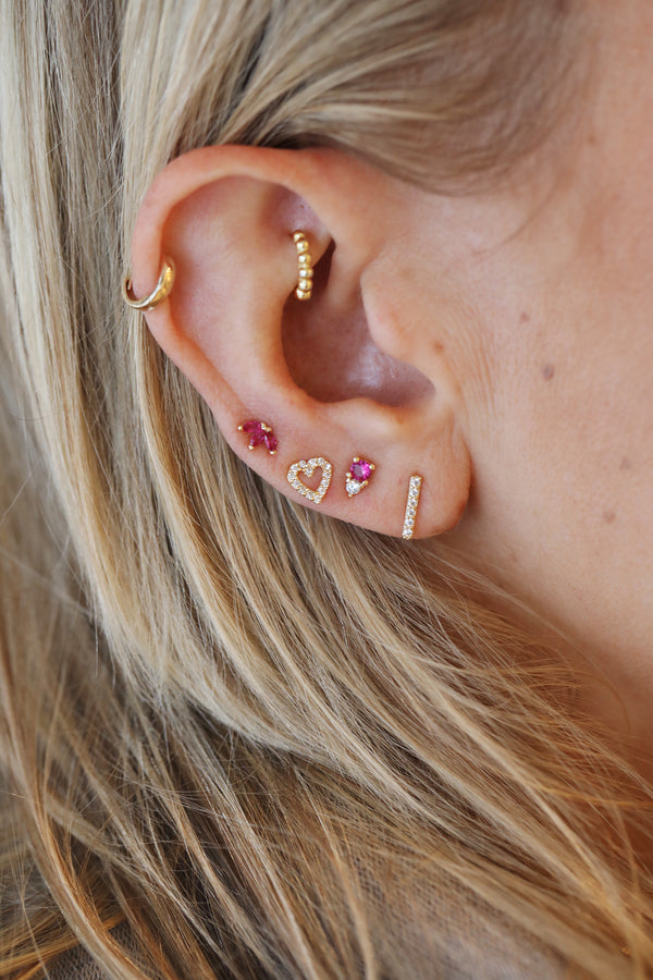 14K Gold Pink Crystal Lotus Petal Studs