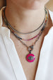 Hot Pink Enamel Evil Eye Pendant