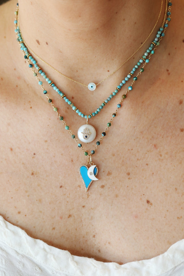 14K Gold Turquoise Heart Charm