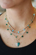 14K Gold Malachite Heart Station Necklace