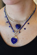 14K Gold Lapis Heart Station Necklace