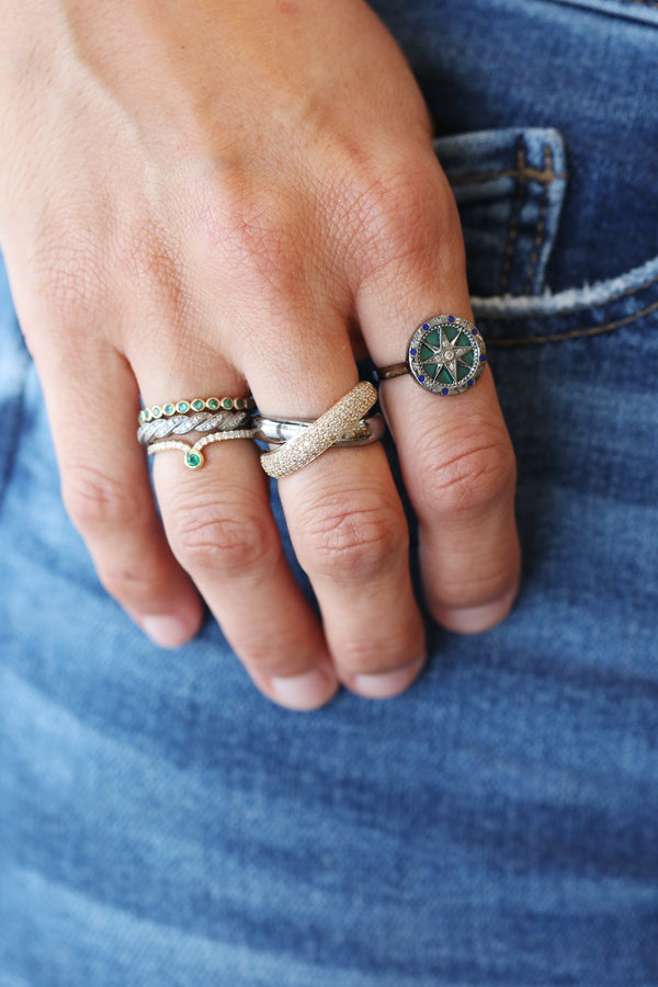 Thin Silver Diamond Rope Ring