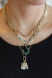 14K Gold Baguette Emerald Diamond Dog Tag