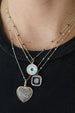 Silver Diamond Black Enamel Square Charm