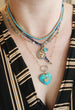 14K Gold Mini Square Turquoise Inlay Disco Chain