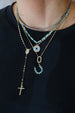 14K Gold Inlaid Turquoise Disco Link Necklace