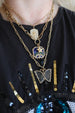 14K Gold Pave Diamond Compass Dog Tag Pendant