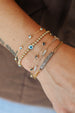 14K Gold Glass Bead Evil Eye Station Bracelet