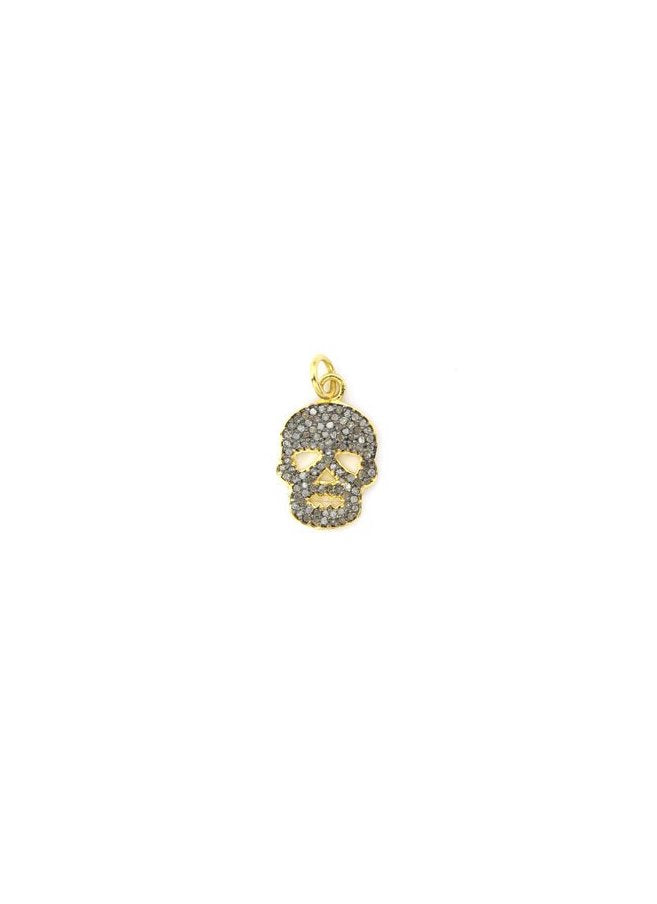 Two Toned Small Diamond Skull Charm