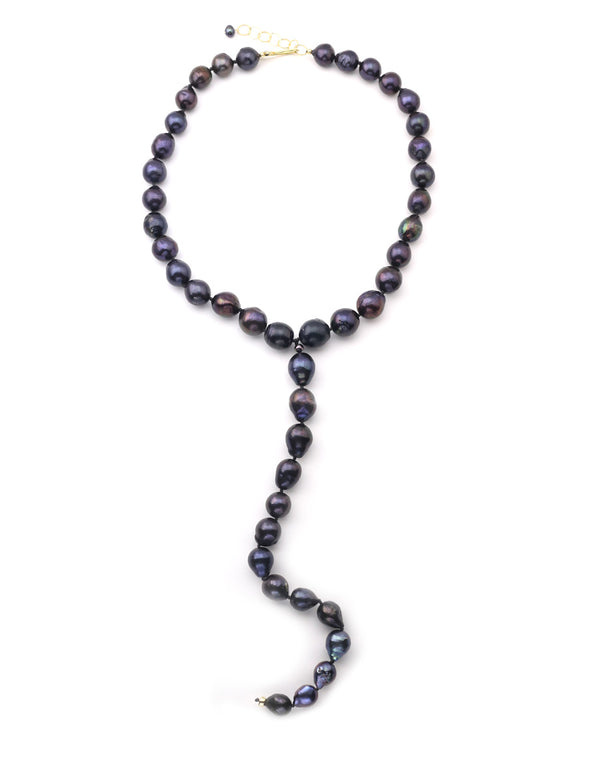 Black Baroque Pearl Lariat