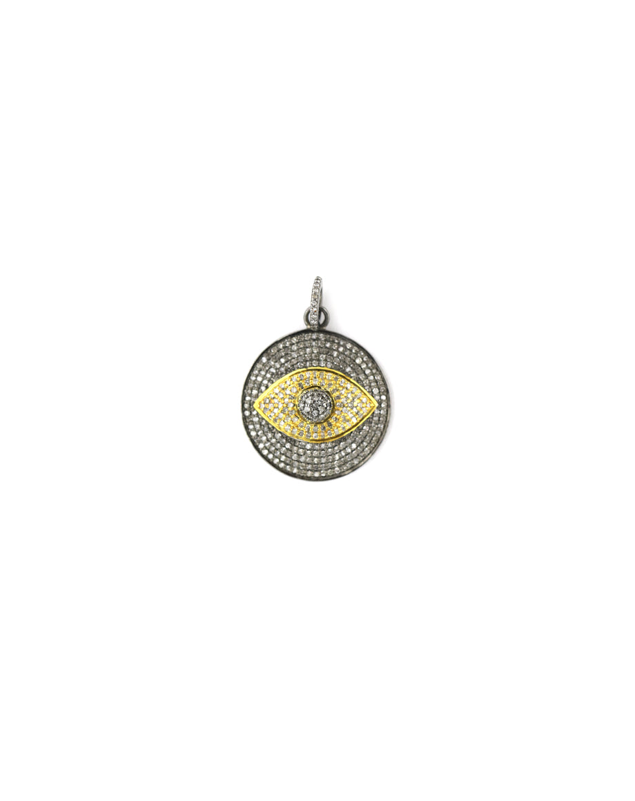 Large Two Toned Diamond Evil Eye Pendant