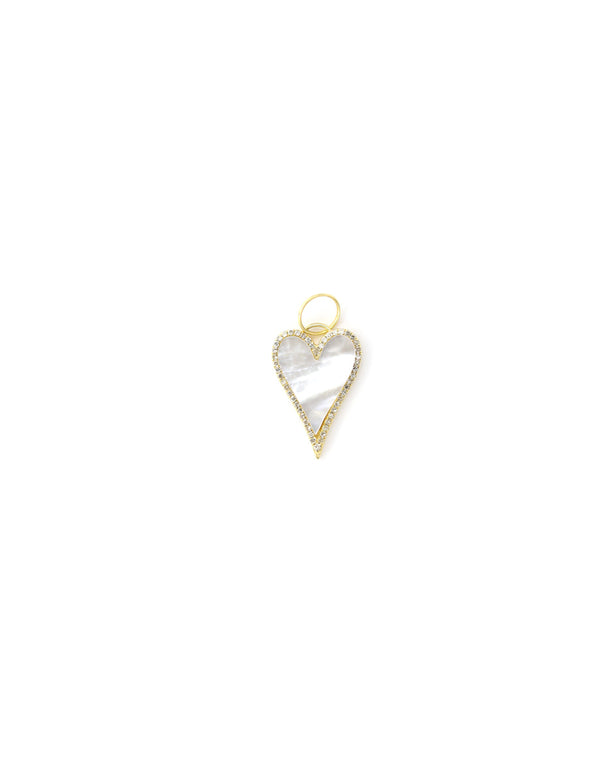 14K Gold Mother of Pearl Heart Charm