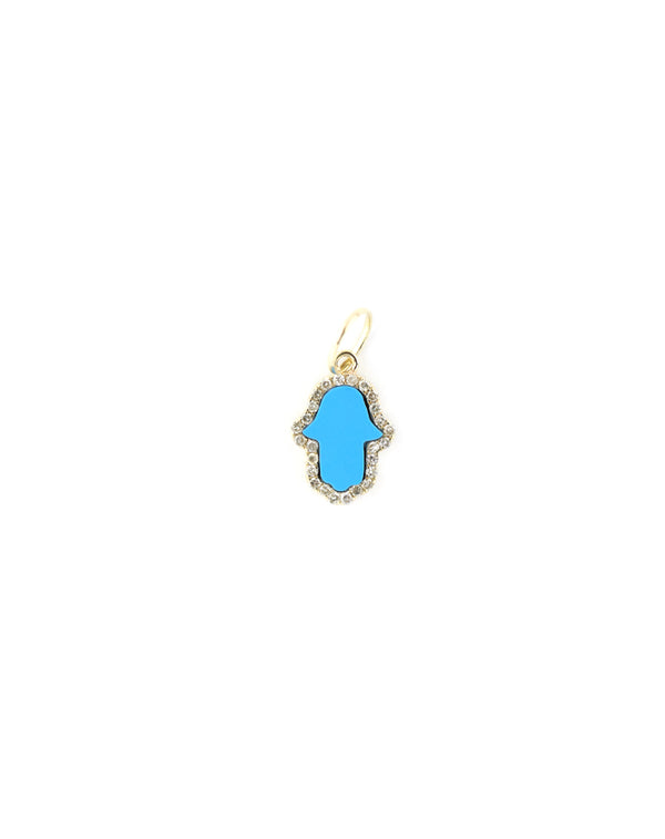 14K Gold Exclusive Mini Turquoise Hamsa Charm