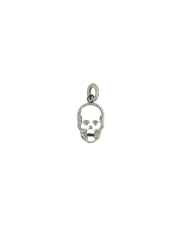 Mini White Enamel Diamond Skull Charm