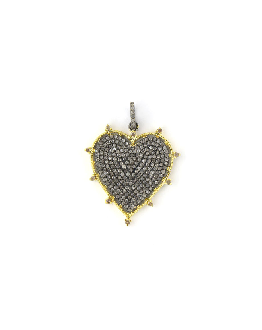Large Gold Framed Pave Heart Pendant