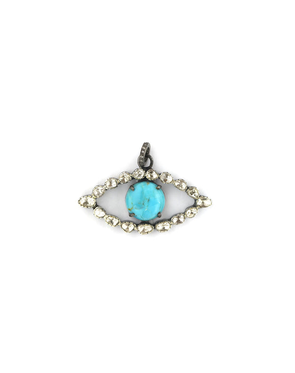 Turquoise & Rose Cut Diamond Evil Eye Pendant