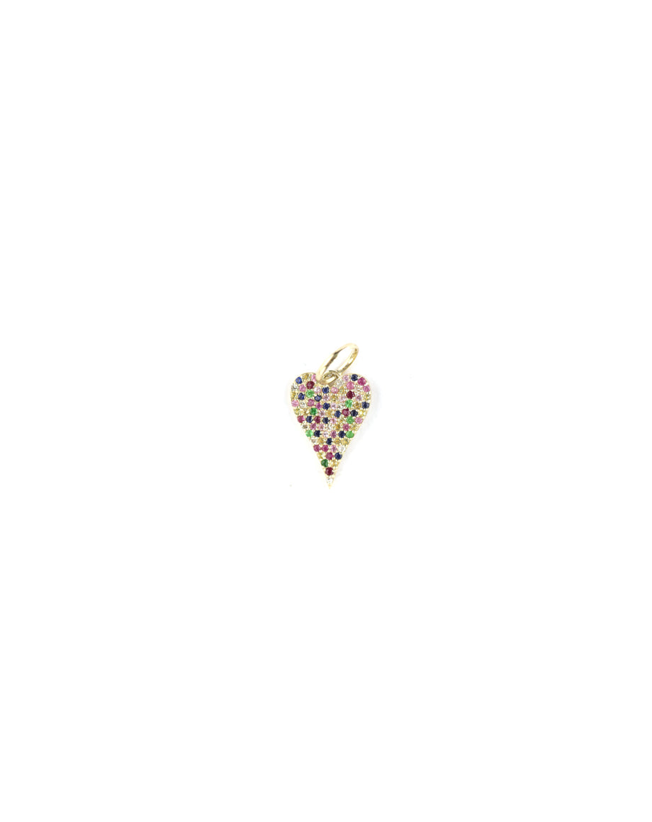 14K Gold Colorful Sapphire Heart Charm