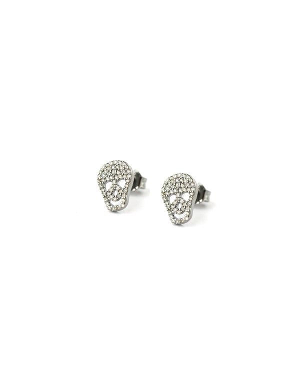 Small Diamond Silver Skull Studs