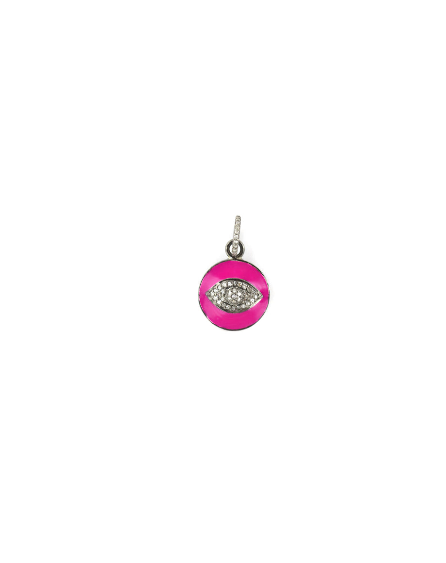 Small Hot Pink Enamel Evil Eye Charm