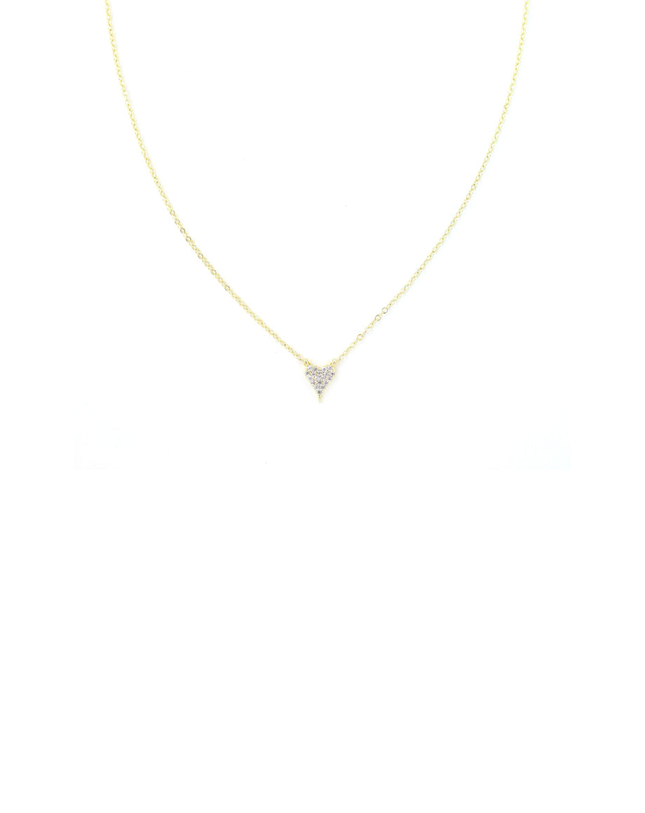 Tiny Gold Crystal Heart Necklace