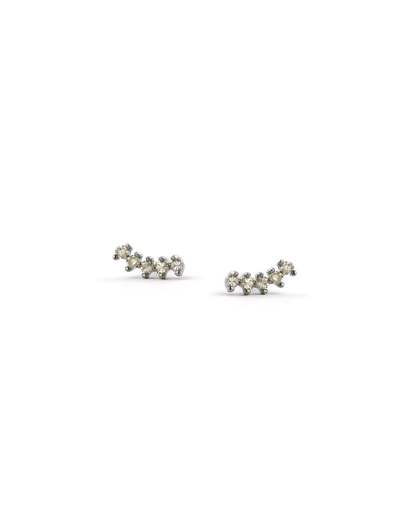 Tiny Silver 5 Diamond Crawler Stud