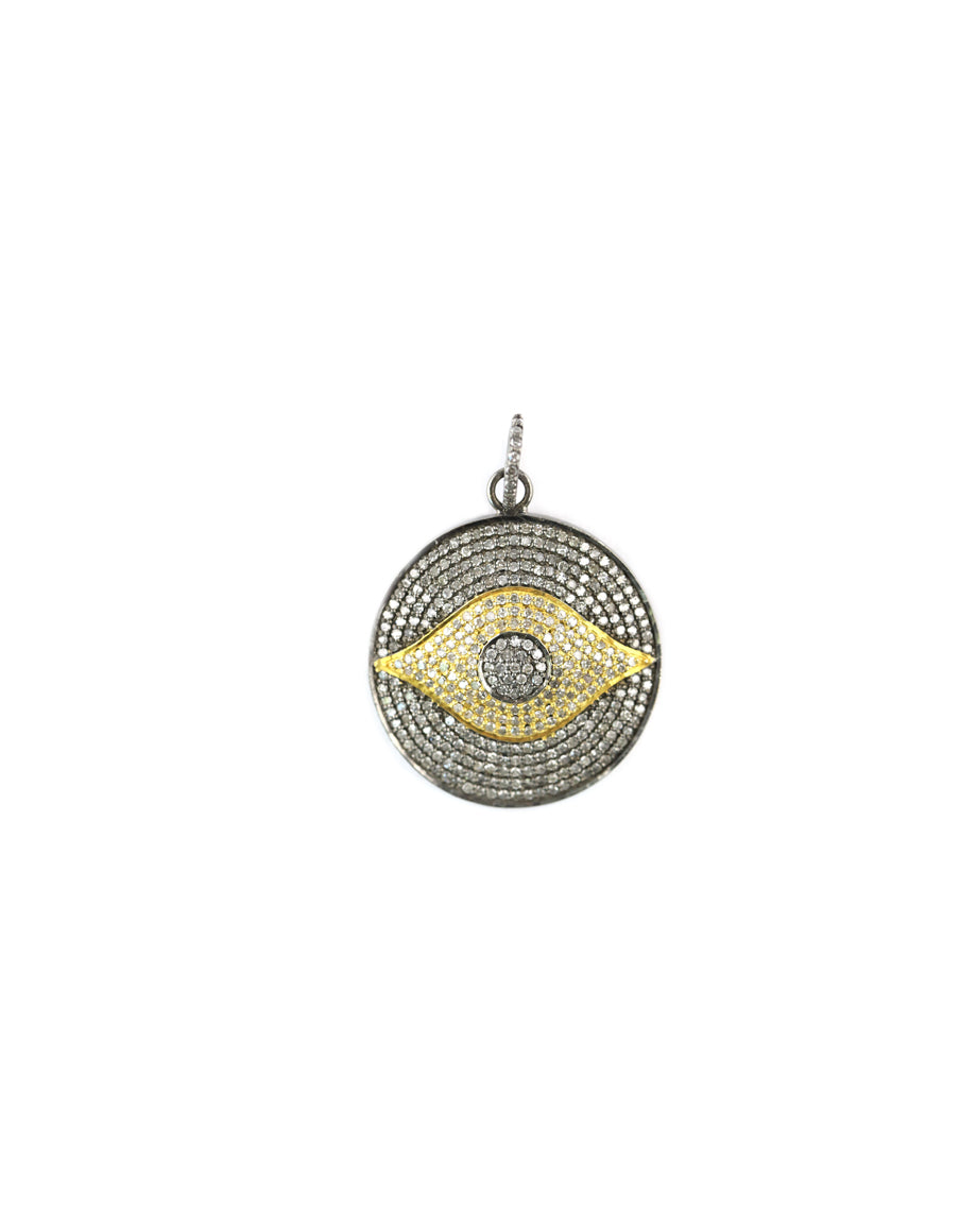 Two Toned Diamond Evil Eye Pendant