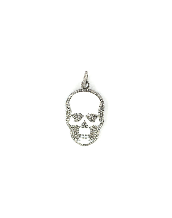 Diamond White Enamel Skull Charm