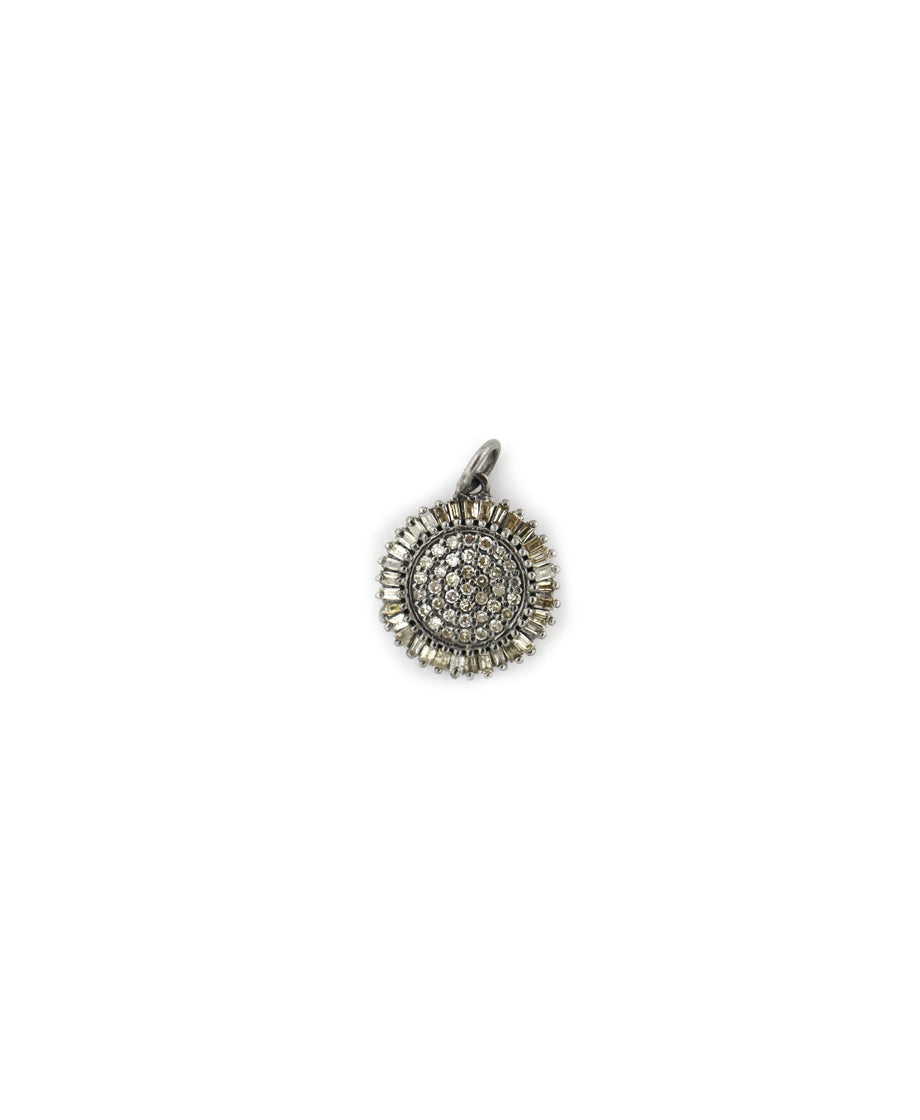 Silver Baguette Diamond Sunflower Charm