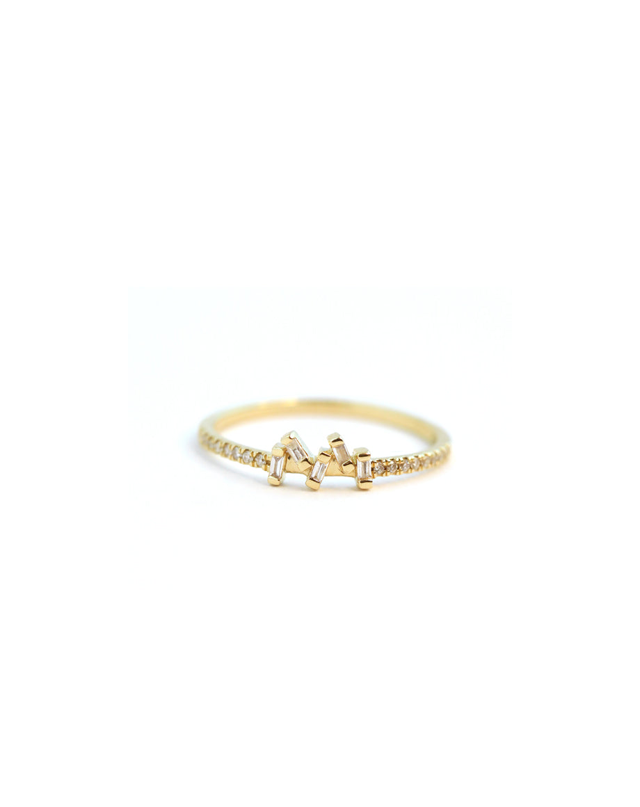 14K Gold Baguette Zig Zag Ring