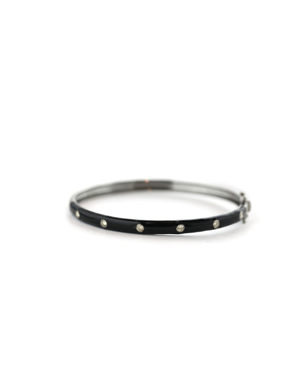 Dotted Diamond Black Enamel Bangle