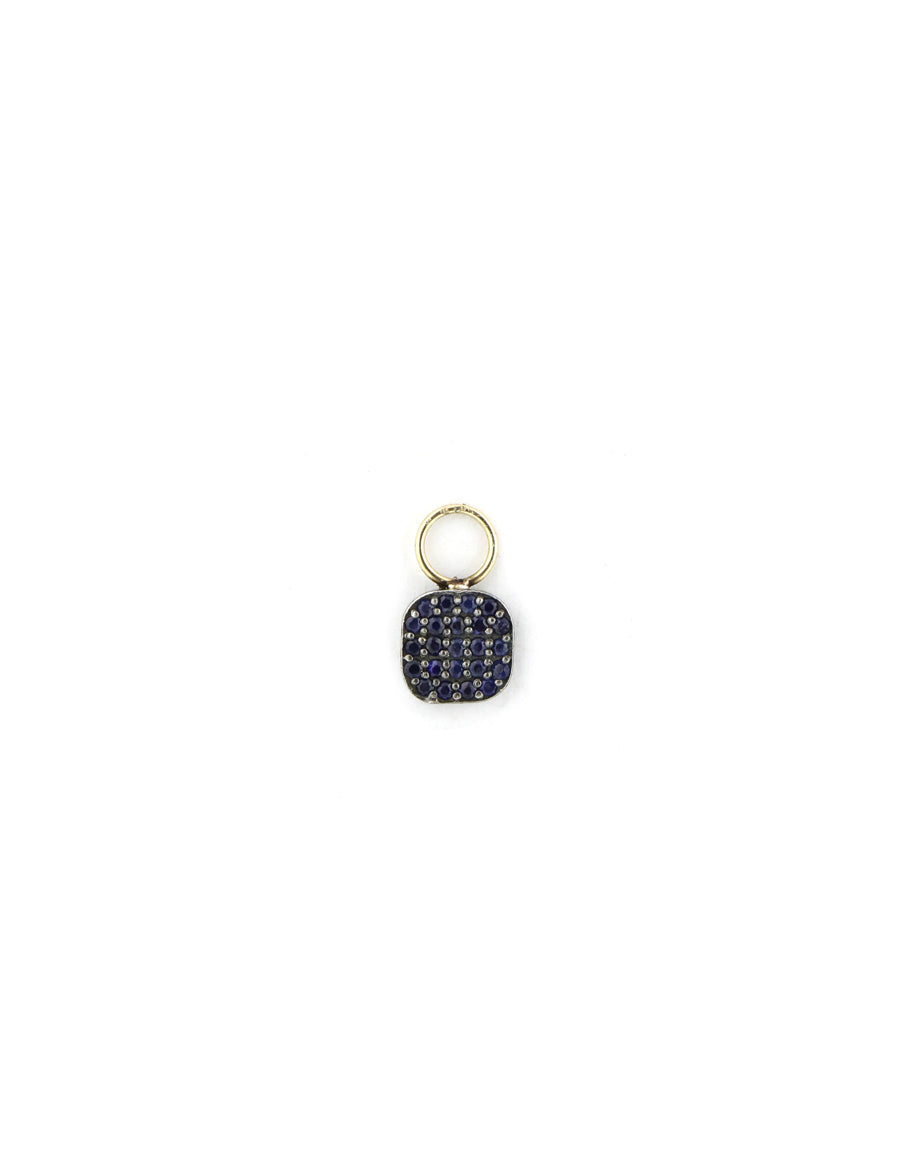 Silver Blue Sapphire Square Ear Charm