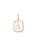 14K Gold Rectangle Clear Crystal Initial Charm