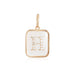 14K Gold Rectangle Clear Crystal Initial Charm