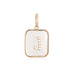 14K Gold Rectangle Clear Crystal Initial Charm