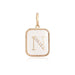 14K Gold Rectangle Clear Crystal Initial Charm